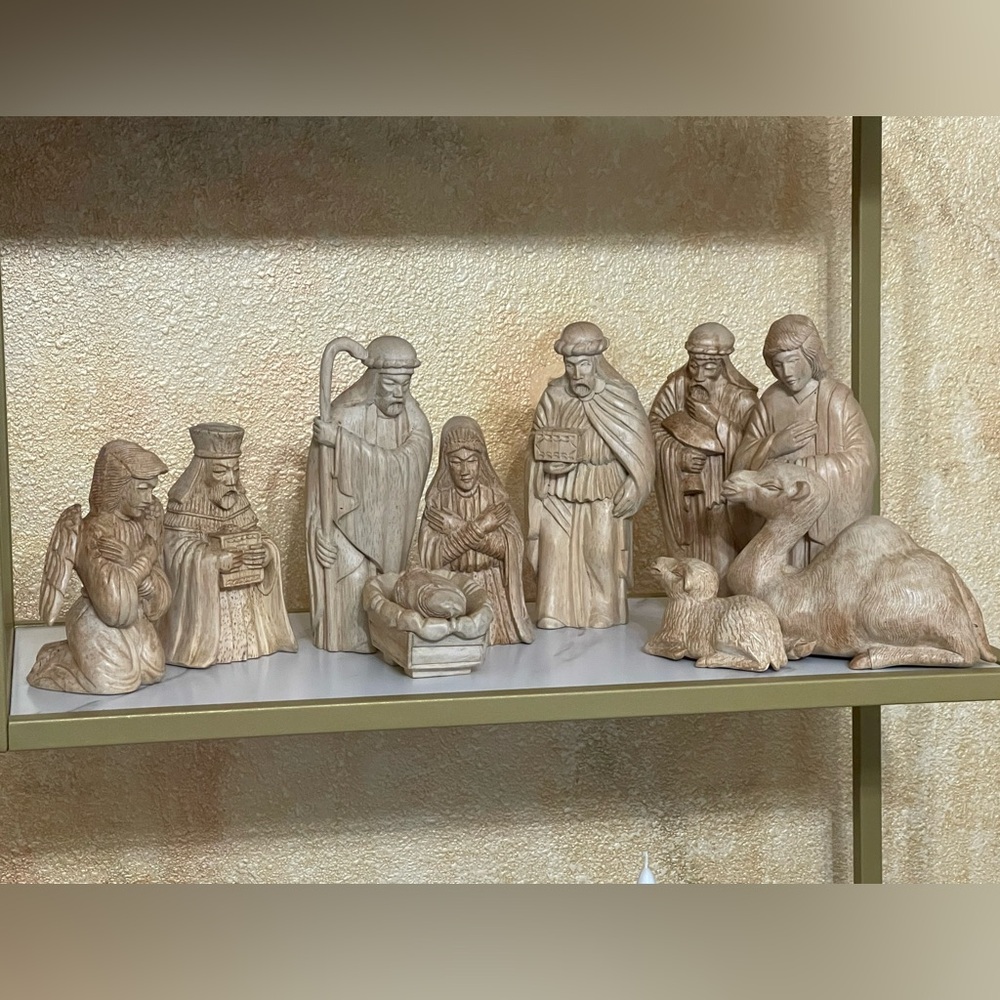 Vintage Hand Carved Nativity Scene